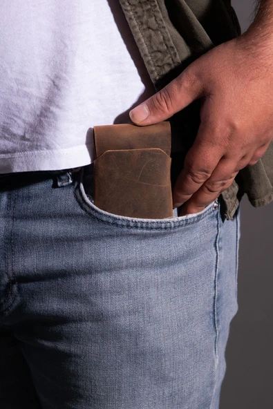 saraci leather craft Hakiki Deri Minimal Kartlık, Süper Slim Deri İnce Model Kredi Kartı & Kartvizitlik - 9