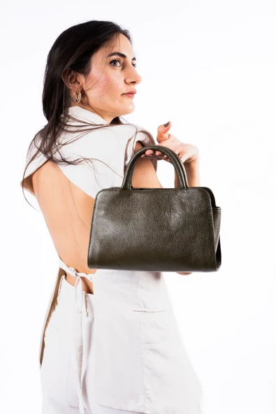 saraci leather craft Deri Kadın El Ve Omuz Çantası, Ayarlanabilir Askılı Orta Boy Hakiki Deri Bordo Renk Kadın Çantası - 3