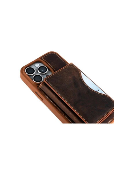 saraci leather craft DERİ TELEFON KILIFI CÜZDANLI İPHONE 15 - 10