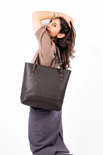 saraci leather craft Kadın Büyük Çanta, Tote Bag , Hakiki Deri Çanta - 4