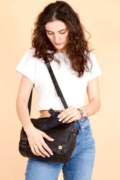 saraci leather craft Kadın Deri Çanta Mini Fransız Stil - 9