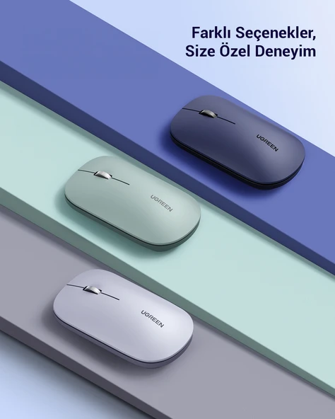 UGREEN 2.4Ghz Sessiz Tuşlu Kablosuz Optik Mouse, Siyah, 90372 - 6