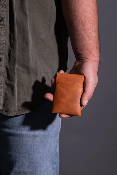 saraci leather craft Hakiki Deri Minimal Kartlık, Süper Slim Deri İnce Model Kredi Kartı & Kartvizitlik - 1
