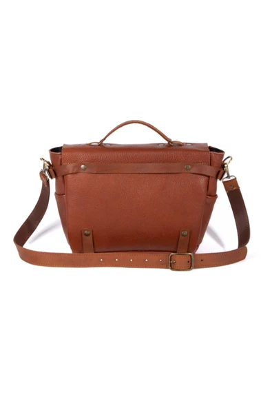 saraci leather craft Şık Ve Fonksiyonel Fransız Tarzı Deri Omuz Çantası – El Yapımı Hakiki Deri Taba - 3