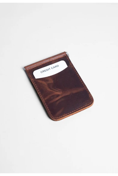 saraci leather craft Hakiki Deri Slim Kartlık ve Cüzdan, Para Klips Detaylı - 2