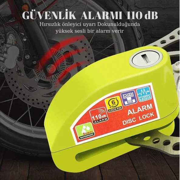 Trend Store Alarmlı Disk Fren Kilidi Motosiklet Scooter Bisiklet ATV İçin Sesli Güvenlik Alarm - 4