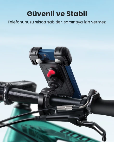 UGREEN Motosiklet ve Bisikletler için 360° Gidon Telefon Tutucu, Siyah, 60548 - 2
