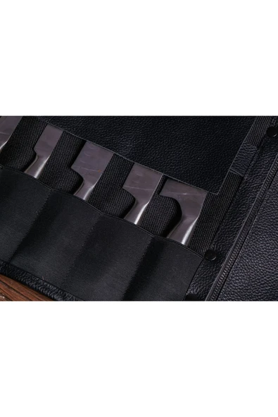 saraci leather craft Hakiki Deri Şef Bıçak Çantası 5 Slotlu - 3