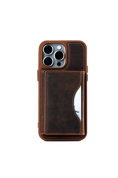 saraci leather craft DERİ TELEFON KILIFI CÜZDANLI İPHONE 15 - 8