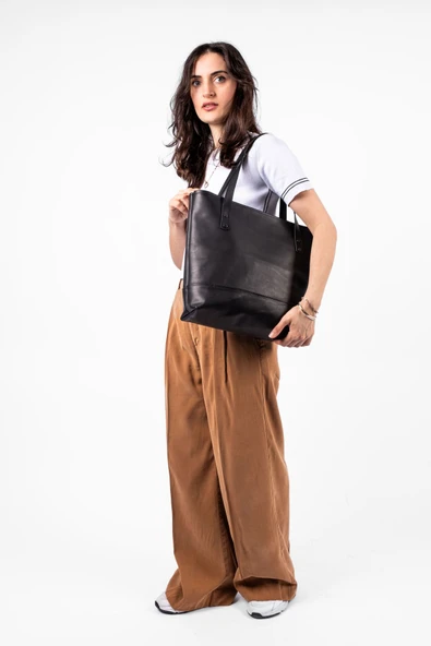 saraci leather craft Kadın Büyük Çanta, Tote Bag , Hakiki Deri Çanta - 9
