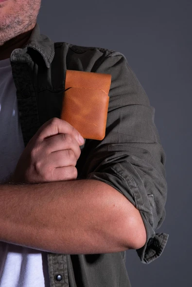 saraci leather craft Hakiki Deri Minimal Kartlık, Süper Slim Deri İnce Model Kredi Kartı & Kartvizitlik - 2