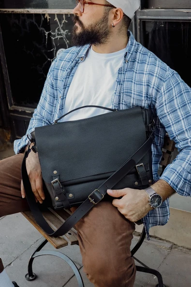 saraci leather craft Deri Erkek Çantası Evrak ve Laptop Çantası Özel Üretim - 7