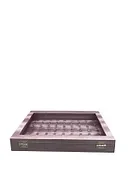 Yeni Cam Kapaklı İmera Deri Kumaş Pembe Renk 34 cm / 24 cm Tırnaklı Yüzük Tablası - 3