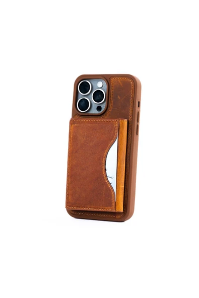 saraci leather craft DERİ TELEFON KILIFI CÜZDANLI İPHONE 15 PRO MAX - 6