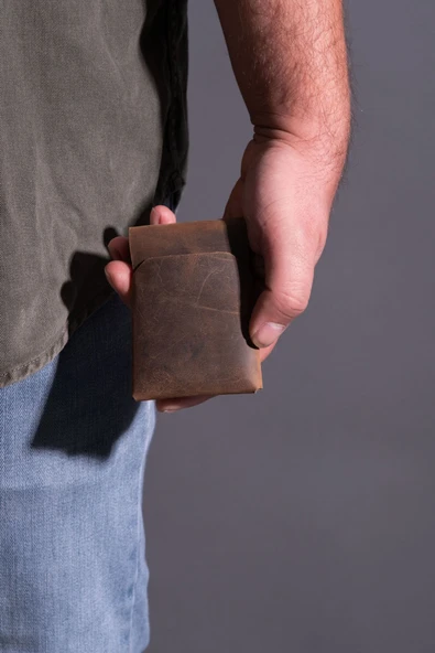 saraci leather craft Hakiki Deri Minimal Kartlık, Süper Slim Deri İnce Model Kredi Kartı & Kartvizitlik - 7