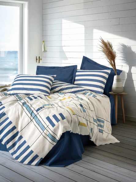 Cotton Box Modern Çift Kişilik Nevresim Takımı Lunox Lacivert ürün görseli