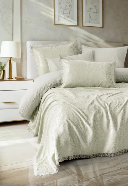 Cotton Box Chi Chi Çift Kişilik Pikeli Nevresim Takımı Velora Adaçayı ürün görseli 1