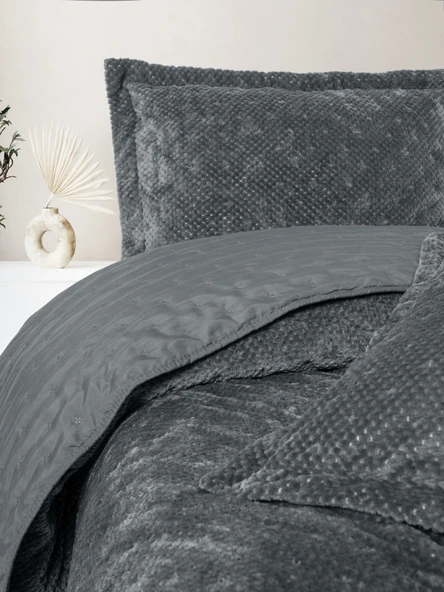 Cotton Box Softnest Tek Kişilik Yatak Örtüsü Boleta Koyu Gri - Resim 2