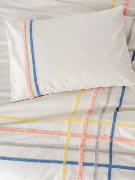 Cotton Box Puff Nakışlı Çift Kişilik Nevresim Takımı Linea Somon - Resim 2