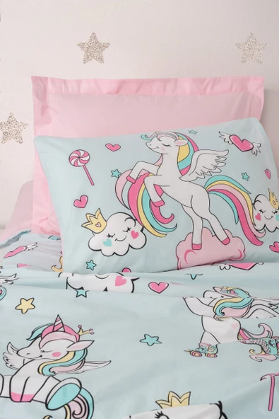 Cotton Box Junior Tek Kişilik Lastikli Çarşaflı Nevresim Takımı Twinka Pembe - Resim 3