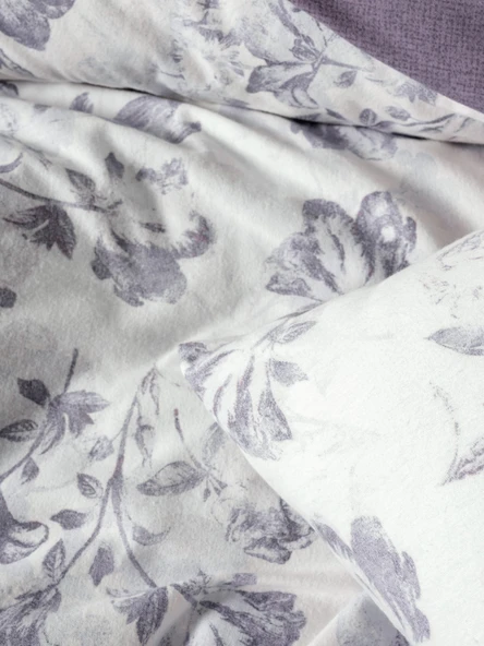 Cotton Box Flanel Tek Kişilik Nevresim Takımı Sadie Mor - Resim 3