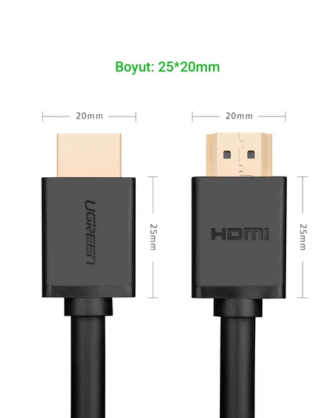 UGREEN 4K Yüksek Hızlı 2.0 HDMI Kablo, 2 Metre, Siyah, 10107 - 5