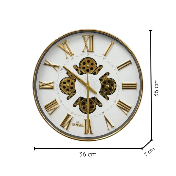 Enarose Çarklı Duvar Saati A5522117 Gold White - 2