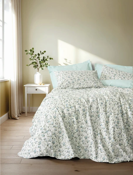 Cotton Box Petite Tek Kişilik Lastikli Çarşaflı Nevresim Takımı Nola Mint - 1