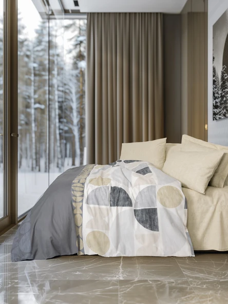 Cotton Box Modern Çift Kişilik Nevresim Takımı Formo Bej