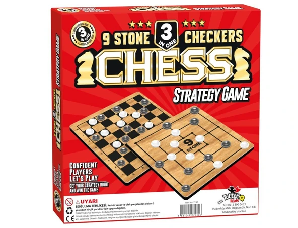 8225 SATRANÇ 9 TAŞ DAMA - Resim 3