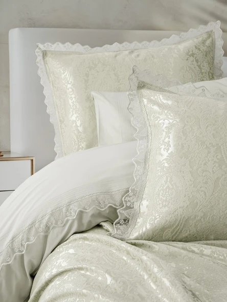 Cotton Box Chi Chi Çift Kişilik Pikeli Nevresim Takımı Velora Adaçayı - Resim 2