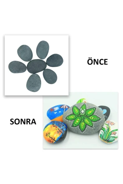 Canbay Doğal Ürünler Plaka Boyama Boyama Plakası Mandala Boyama Hobi Taşı 20 Adet Orta Boy (M) - 3