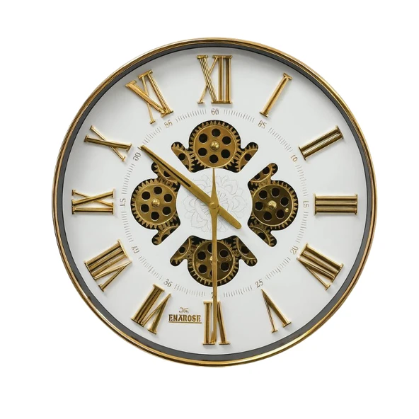 Enarose Çarklı Duvar Saati A5522117 Gold White - 1