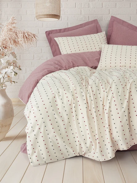 Cotton Box Loopra Çift Kişilik Nevresim Takımı Veyra Bordo ürün görseli 1