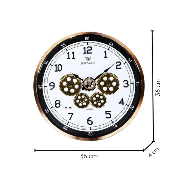 JustWalker Çarklı Duvar Saati A5522017 Gold White - 2