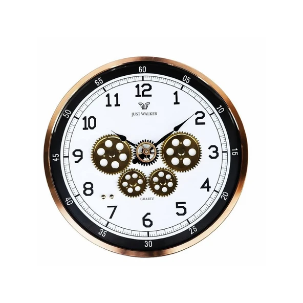 JustWalker Çarklı Duvar Saati A5522017 Gold White - 1