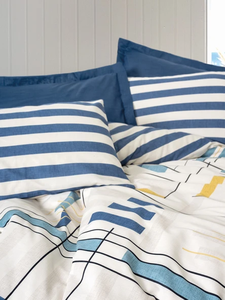 Cotton Box Modern Çift Kişilik Nevresim Takımı Lunox Lacivert - Resim 2