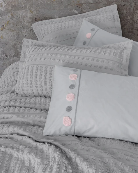 Cotton Box Limi Çift Kişilik Yatak Örtülü Nevresim Takımı Siva Gri - Resim 2