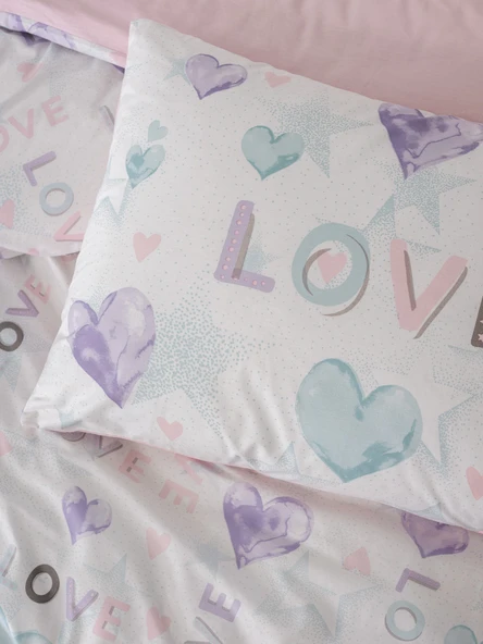 Cotton Box Genç Odası Tek Kişilik Lastikli Çarşaflı Nevresim Takımı Lovella Pembe - Resim 2