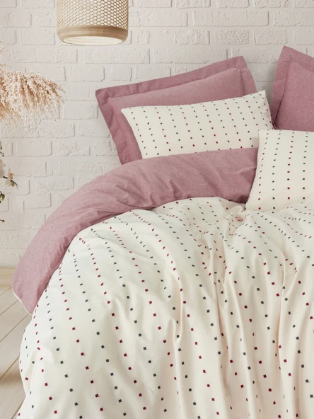 Cotton Box Loopra Çift Kişilik Nevresim Takımı Veyra Bordo - Resim 2