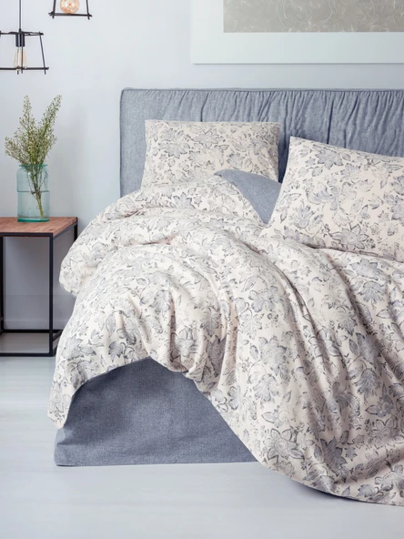 Cotton Box Flanel Çift Kişilik Nevresim Takımı Ruby Antrasit ürün görseli 1