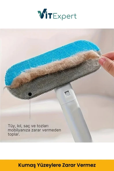 Vitexpert Yeni Nesil Çok Fonksiyonlu Kedi Köpek Tüyü Toplayıcı Koltuk Halı Kıl Tüy Alma & Temizleme Fırçası - 5