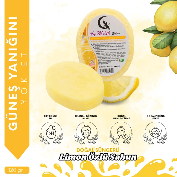 AYMELEK Limon Özlü Süngerli Doğal Güzellik Sabunu Yeni Kırışıklık Önleyici Etkili - 1