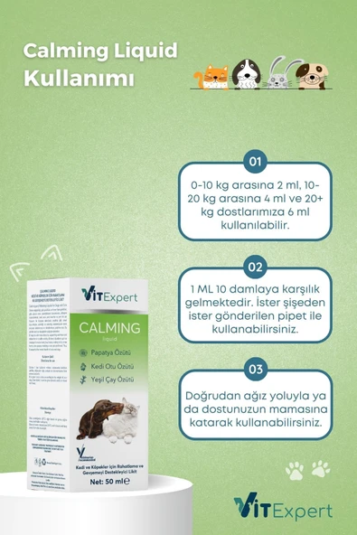 Vitexpert %100 Doğal Anti Stress Kedi Ve Köpekler Için Sakinleştirici Ve Rahatlatıcı Calming Liquid Damla 50ml - 5