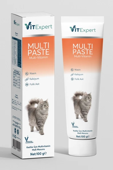Vitexpert Multi Paste Tüm Kediler Için Multi Vitamin Bağışıklık Ve Tüy Sağlığı Destekleyici Malt Macun 100 Gr - 8