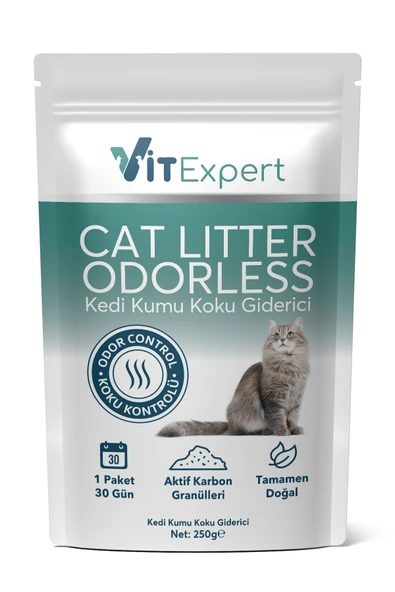 Vitexpert Active Carbon Premium Kedi Kumu Koku Giderici Doğal Aktif Karbonlu Granül 30 Günlük Paket 250 gr - 4