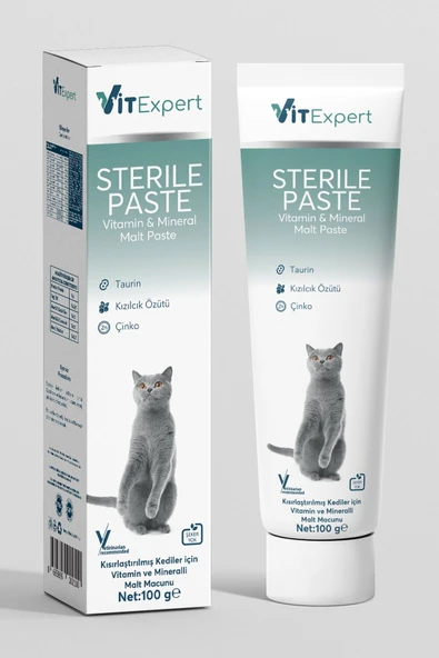 Vitexpert Sterile Paste Kısırlaştırılmış Kediler Için Multi Vitamin Ve Mineralli Kısır Kedi Malt Macun 100 gr - 8