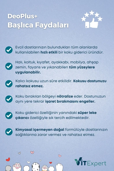 Vitexpert DeoPlus Bebek Pudrası Kokulu Kedi Kumu ve Tuvaleti Kötü İdrar Koku Giderici & Leke Çıkarıcı Sprey - 3