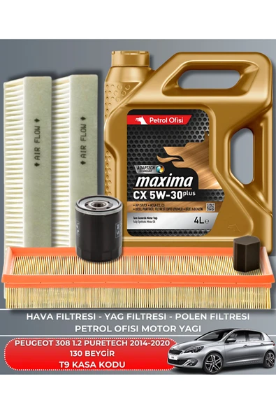 Petrol Ofisi PEUGEOT 308 1.2 PURETECH 2014-2015-2016-2017-2018-2019-2020 130 BEYGİR FİLTRE - YAG BAKIM SETİ ürün görseli