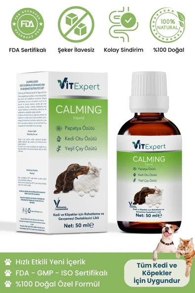Vitexpert %100 Doğal Anti Stress Kedi Ve Köpekler Için Sakinleştirici Ve Rahatlatıcı Calming Liquid Damla 50ml